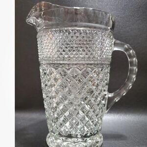 Anchor Hocking Wexford Pattern 64 oz  Pitcher, Large Clear Glass 9.5" Tall